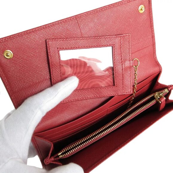 Auth PRADA Long Wallet Red leather - Picture 8 of 10